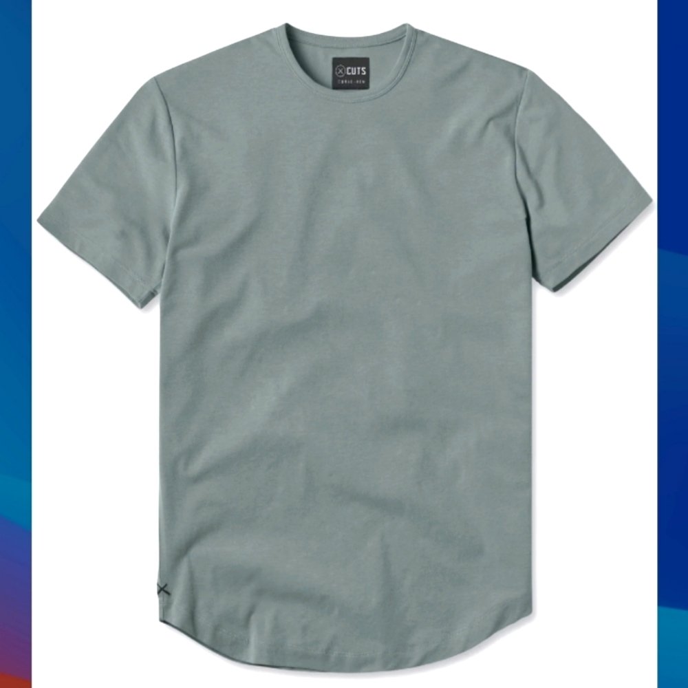 CUTS (Size L) Men's Sage Green Cotton Stretch Blend Crewneck Basic SS T-shirt